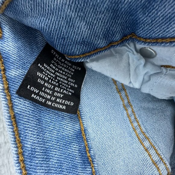 American Bazi Mini Skirt Cargo Denim Distressed Stretch Womens Size Small Blue - Picture 3 of 10